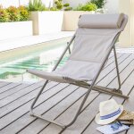 Chilienne de jardin pliante jubba noisette praline zinc, polyester hespéride Chilienne de jardin pliante jubba noisette praline zinc, polyester hespéride