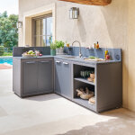 Cuisine d'�t� d'angle avec 1 �vier oxyana graphite 4 modules - acier galvanis�, traitement antirouille ...