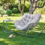 Ensemble fauteuil bascule paopao + table d?appoint evasion laurier acier trait� �poxy, traitement anti ...