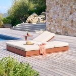Ensemble lit piscine double allure + table d?appoint venuzia acajou aluminium trait� �poxy, polyester ...
