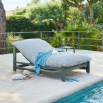 Ensemble lit piscine moreal + table d?appoint evasion laurier aluminium, polyester hesp�ride