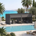 Ensemble pergola bioclimatique evonis avec 6 stores x 3 m - structure en acier inoxydable et aluminium ...