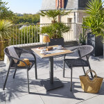 Ensemble table de bistro lambada + 2 chaises empilables riu graphite places - acier trait� �poxy, c�ramique ...