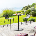 Ensemble table haute + 2 chaises hautes phuket graphite places - acier trait poxy hespride