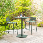 Ensemble table haute + 2 chaises hautes phuket vert olive places - acier trait poxy hespride