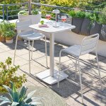 Ensemble table haute de jardin carr�e + 2 chaises hautes alegoria argile places - acier trait� �poxy, ...