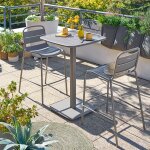 Ensemble table haute de jardin carr�e + 2 chaises hautes alegoria caf� places - acier trait� �poxy, traitement ...