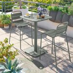 Ensemble table haute de jardin carr�e + 2 chaises hautes alegoria laurier places - acier trait� �poxy, ...