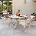 Ensemble table de jardin + 6 fauteuils oryon argile places - aluminium trait� �poxy, verre hesp�ride