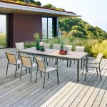 Ensemble table de jardin automatique evasion + 10 fauteuils essentia lin laurier places - aluminium trait� ...