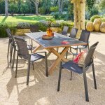 Ensemble table de jardin axiome + 8 fauteuils axant graphite places - aluminium trait poxy, ecp hespride ...