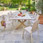 Ensemble table de jardin axiome + 8 fauteuils axant miel places - aluminium trait� �poxy hesp�ride