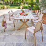 Ensemble table de jardin axiome + 8 fauteuils axant miel places - aluminium trait� �poxy hesp�ride