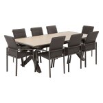 Ensemble table de jardin axiome vanille marron + 8 fauteuils diese praline places - aluminium trait ...