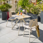 Ensemble table de jardin carr�e + 2 chaises terzano argile places - aluminium trait� �poxy hesp�ride