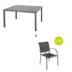 Ensemble table de jardin carr�e + 8 fauteuils empilables piazza graphite places - aluminium, ecp hesp�ride ...