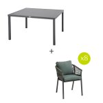 Ensemble table de jardin carre + 8 fauteuils oriengo vert graphite places - aluminium, mailles tresses ...