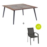 Ensemble table de jardin carrée lambada + 8 chaises empilables axant graphite places - acier traité époxy, ... Ensemble table de jardin carrée lambada + 8 chaises empilables axant graphite places - acier traité époxy, ...