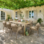 Ensemble table de jardin deona + 8 fauteuils oriengo acacia places - certifi� fsc hesp�ride