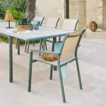 Ensemble table de jardin dilors + 10 fauteuils empilables essentia lin laurier places - aluminium trait� ...