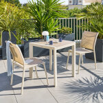Ensemble table de jardin �vasion + 2 chaises empilables essentia lin argile places - aluminium trait� ...