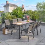 Ensemble table de jardin �vasion + 6 chaises empilables essentia graphite places - aluminium trait� �poxy ...