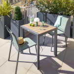 Ensemble table de jardin �vasion honey graphite + 2 chaises empilables essentia places - aluminium trait� ...