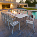 Ensemble table de jardin extensible + 12 fauteuils empilables allure avoine places - aluminium traité ... Ensemble table de jardin extensible + 12 fauteuils empilables allure avoine places - aluminium traité ...