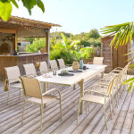 Ensemble table de jardin extensible + 12 fauteuils empilables piazza argile places - aluminium, ecp hesp�ride ...