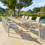 Ensemble table de jardin extensible axiome + 10 fauteuils empilables diese argile places - aluminium ...