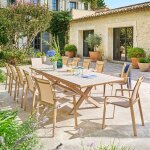 Ensemble table de jardin extensible axiome + 12 fauteuils axant argile places - aluminium trait� �poxy ...
