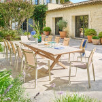 Ensemble table de jardin extensible axiome + 12 fauteuils essentia argile places - aluminium trait� �poxy ...