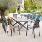 Ensemble table de jardin extensible axiome ardoise granitée + 10 fauteuils axant places - aluminium traité ... Ensemble table de jardin extensible axiome ardoise granitée + 10 fauteuils axant places - aluminium traité ...