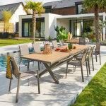 Ensemble table de jardin extensible axiome effet bois + 10 fauteuils axant praline 12 places - aluminium ... Ensemble table de jardin extensible axiome effet bois + 10 fauteuils axant praline 12 places - aluminium ...