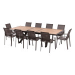 Ensemble table de jardin extensible axiome effet bois honey + 10 fauteuils axant praline places - aluminium ... Ensemble table de jardin extensible axiome effet bois honey + 10 fauteuils axant praline places - aluminium ...