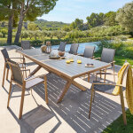 Ensemble table de jardin extensible axiome honey graphite + 10 fauteuils empilables axant places - aluminium ...