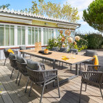 Ensemble table de jardin extensible corvo + 10 fauteuils oriengo graphite 12 places - aluminium trait� ...