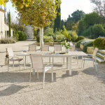 Ensemble table de jardin extensible �vasion + 10 fauteuils empilables axant argile lin places - aluminium ...