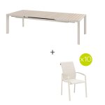 Ensemble table de jardin extensible �vasion + 10 fauteuils empilables diese argile places - aluminium ...