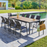 Ensemble table de jardin extensible �vasion + 10 fauteuils empilables diese graphite places - aluminium ...