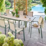 Ensemble table de jardin extensible evasion + 12 fauteuils axant lin laurier places - aluminium trait� ...