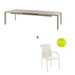 Ensemble table de jardin extensible �vasion + 14 fauteuils empilables diese argile places - aluminium ...