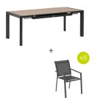 Ensemble table de jardin extensible �vasion honey graphite + 8 fauteuils empilables essentia places - ...