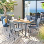 Ensemble table de jardin extensible folya + 4 chaises axant graphite places - aluminium trait poxy, ...