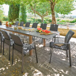 Ensemble table de jardin extensible miceira + 10 fauteuils empilables diese graphite places - aluminium ...