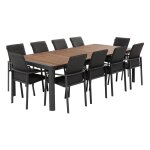Ensemble table de jardin extensible paradize + 10 fauteuils empilables diese graphite 12 places - aluminium, ...