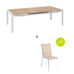 Ensemble table de jardin extensible paradize + 8 chaises empilables axant lin blanc 12 places - aluminium, ... Ensemble table de jardin extensible paradize + 8 chaises empilables axant lin blanc 12 places - aluminium, ...