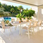 Ensemble table de jardin extensible pavane + 10 fauteuils axant malt argile places - aluminium trait� ...