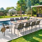 Ensemble table de jardin extensible pavane + 10 fauteuils essentia truffe graphite places - aluminium ...