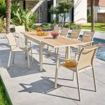 Ensemble table de jardin extensible piazza + 12 fauteuils essentia �peautre argile places - aluminium ...